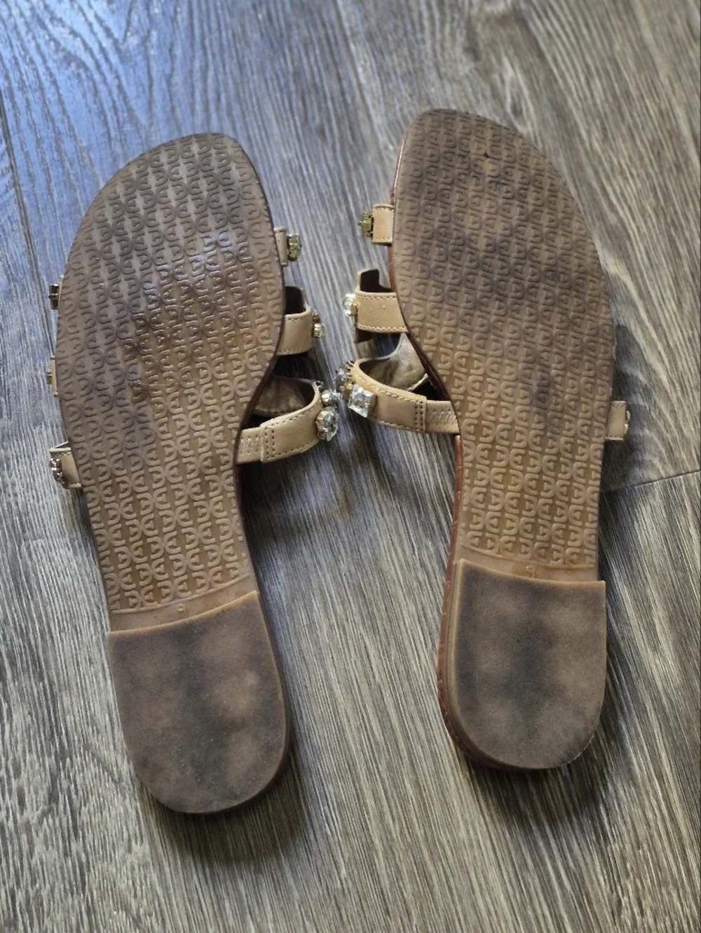 Sam Edelman Bay Sandals Slides. Tan With Crystals Rhinestones Size 9 - Picture 4 of 8